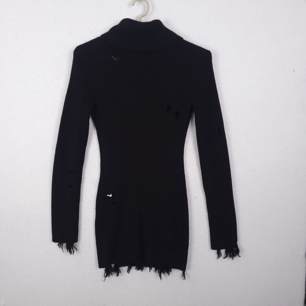 Lovers and Friends Keeney Dress Wool Blend Small Black Distressed Whimsygoth - Picture 7 of 13